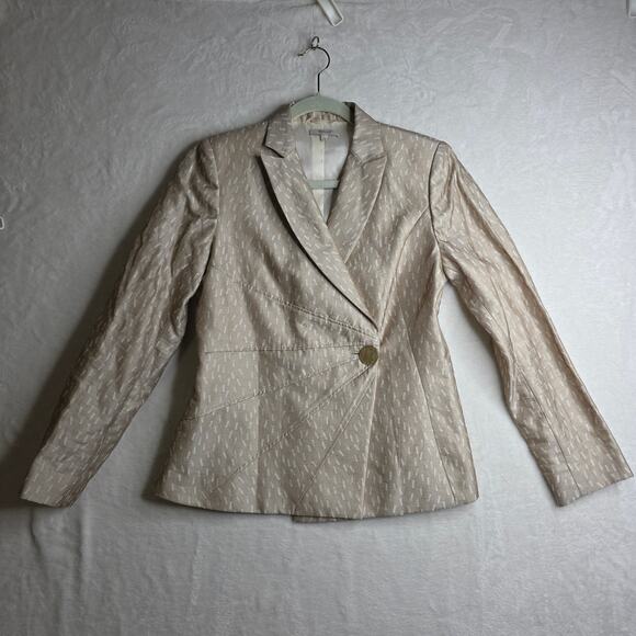 Santorelli Vintage sz8 Light gold Shine Double Breasted jacket Silk feel Italian - Picture 1 of 16